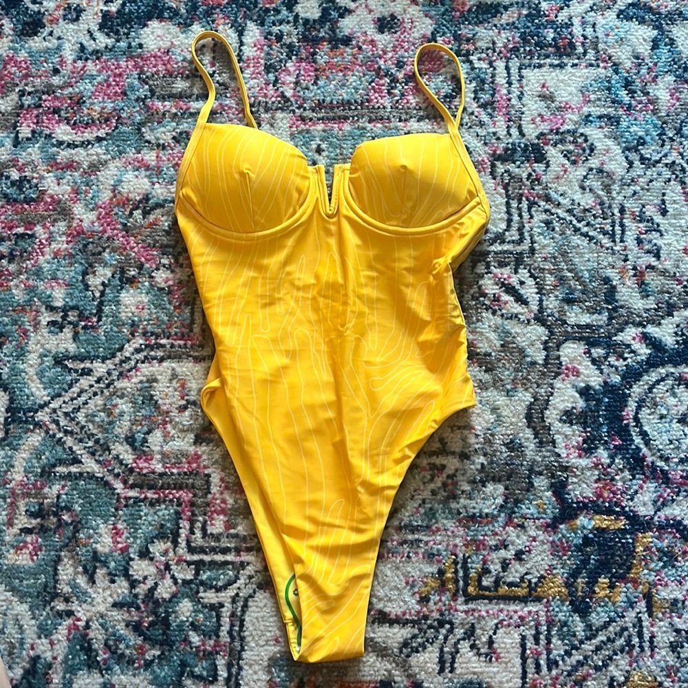 NWT kittenish yellow one piece swim suit